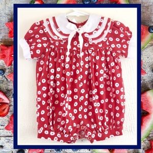 Vintage 90s Broadway Kids Red Bubble Romper 12m